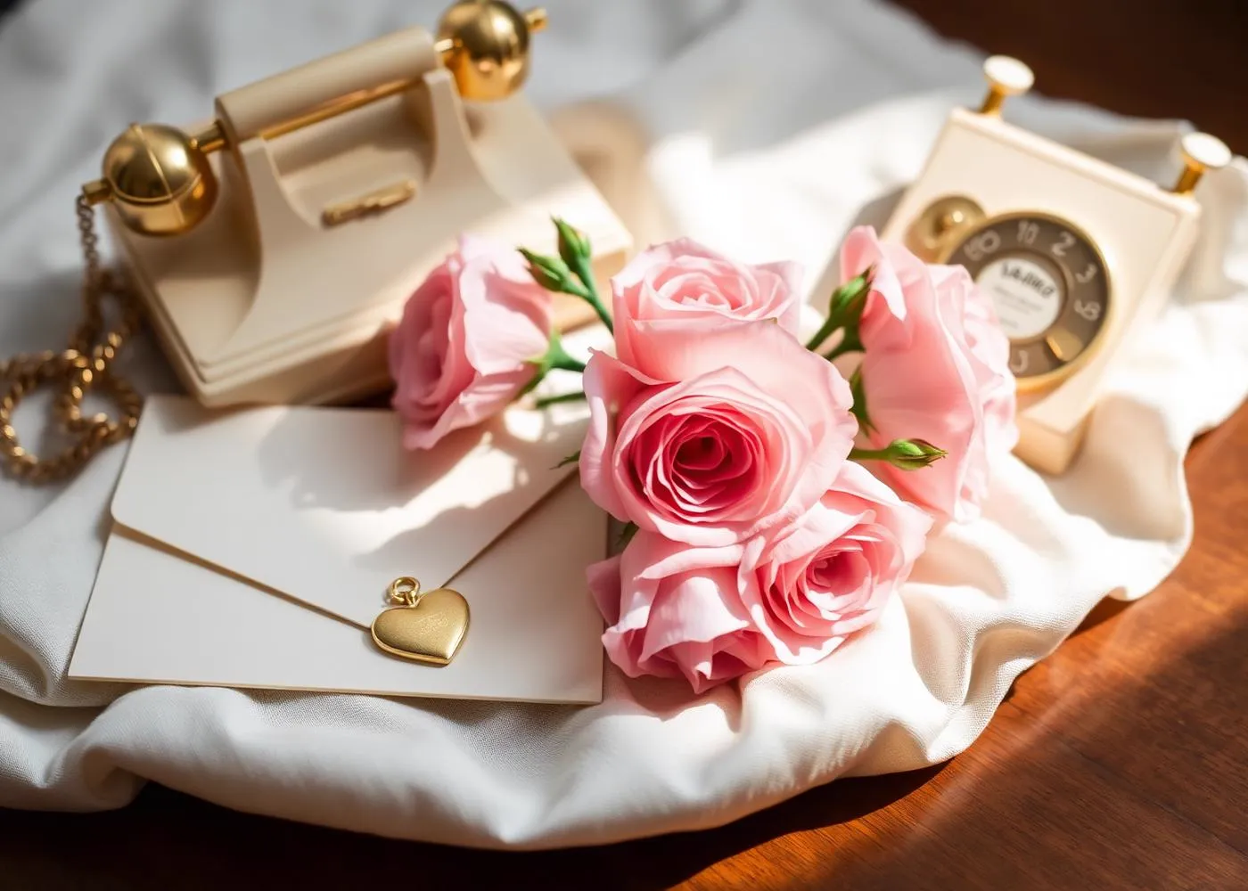 A single blush rose beside a gold pen